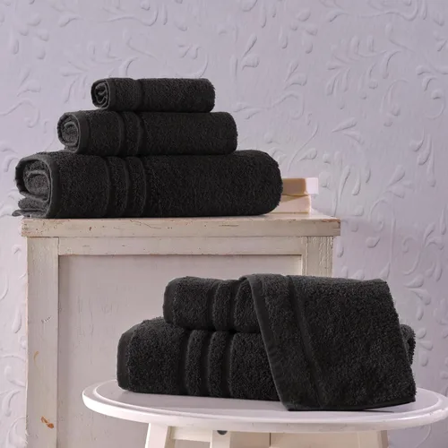 Miniatura 2 de Juego de 6 toallas de baño negras para baño, algodón turco original, suave, absorbente y de primera calidad, 2 toallas de baño, 2 manos y 2 toallas