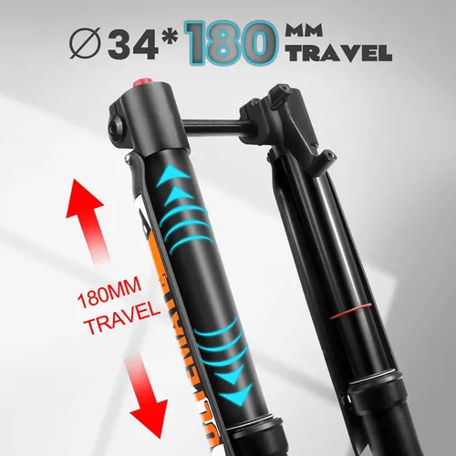 Miniatura 3 de BUCKLOS 26/27.5/29 pulgadas bicicleta de montaña eléctrica suspensión neumática invertida cuesta abajo horquilla, impulso de eje pasante 0.591x4.331