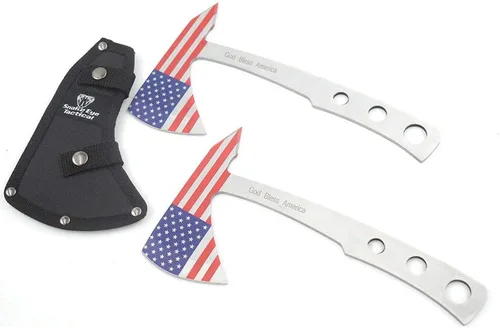 Snake Eye Tactical Tomahawk - Cuchillo de lanzar, 9.5 pulgadas de longitud total, hoja de acero inoxidable, con funda de nailon (bandera de Estados