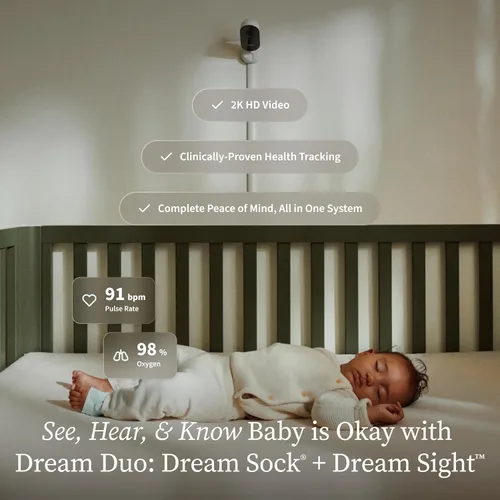 Miniatura 2 de Owlet Dream Duo (Gen 3) Smart Baby Monitor All-in-One Bundle - 2K HD Video Baby Monitor with Alerts & Owlet Dream Sock Tracks Baby’s Oxygen, Heart