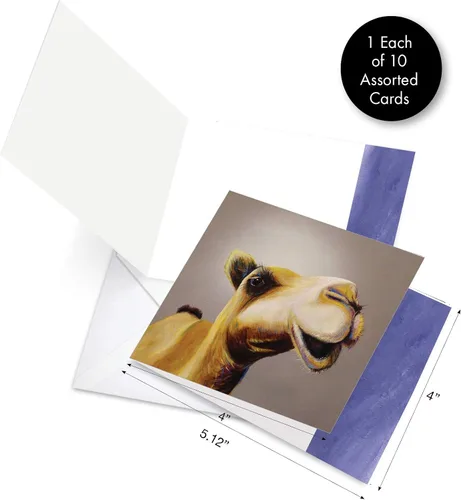 Miniatura 7 de The Best Card Company - 10 adorables tarjetas de notas en blanco (4 x 5.12 pulgadas) - Tarjetas de vida silvestre y animales, juego surtido