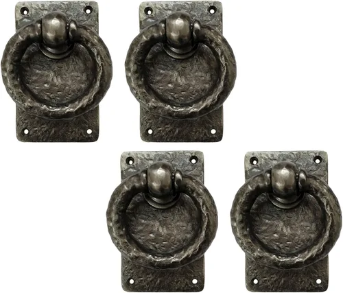 Miniatura 7 de Adonai Hardware "Adonikam" - Anillo de hierro fundido antiguo resistente para puerta de entrada frontal medieval (1 paquete, negro mate) para Mate