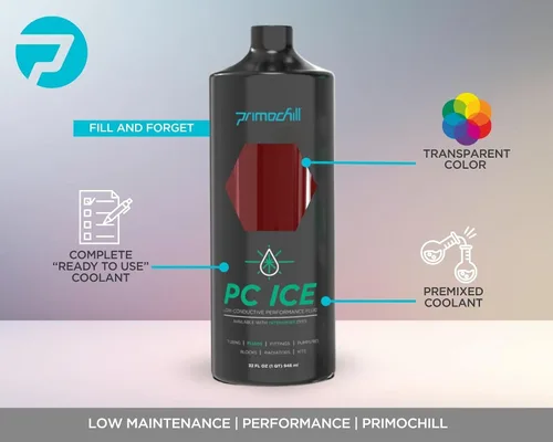 Miniatura 3 de PrimoChill Hielo - Refrigerante de refrigeración por agua para computadora, rellena y olvida, baja viscosidad, bajo contenido químico, protección