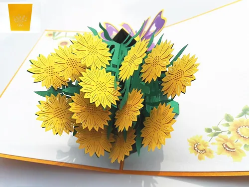 Miniatura 7 de Tarjetas emergentes de flores 3D, tarjeta de felicitación de flores con sobres para todas las ocasiones, 4 tarjetas de flores surtidas para Acción