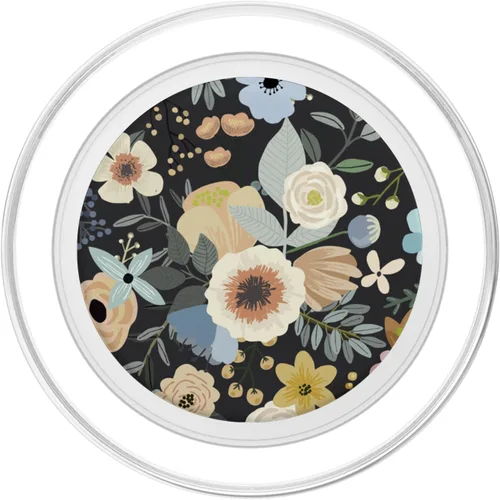 Miniatura 2 de Patrón floral botánico bohemio de flores silvestres (negro) PopSockets MagSafe PopGrip para iPhone