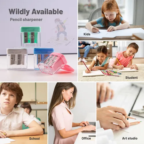 Miniatura 7 de Golcellia 4 sacapuntas pequeños manuales para niños, coloreados, sacapuntas de mano, aula