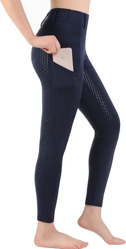 Miniatura 2 de Mallas de equitación para mujer, con bolsillos, pantalones de entrenamiento para mujer con agarre de silicona
