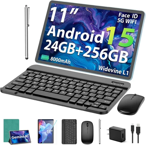 Miniatura 9 de Suicoey Tablet Android 15 de 11 pulgadas 2026 con teclado, 24 GB+256 GB, expansión de 2 TB, 8000 mAh, 5 MP+13 MP, WiFi 5G, IA Gemini, pantalla