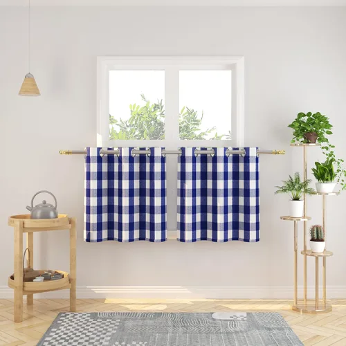 Miniatura 55 de Cortinas de 24 pulgadas de largo con diseño Buffalo Check Gingham Plaid para ventanas de cocina y baño, tratamiento para ventanas con 2 paneles