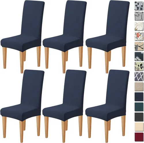 Miniatura 29 de Dioxide Fundas de Silla de Alto Estirar para Sillas de Comedor, Juego de Fundas de Silla de Comedor Lavables de 4, Fundas de Asiento de Silla