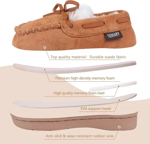 Miniatura 5 de Toddler Kids' Moccasin House Shoe with Indoor Outdoor Memory Foam Sole Protection Slipper U722WLFX-0914