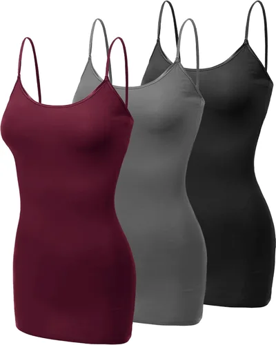 Miniatura 194 de Emmalise Camisola larga casual básica para mujer, con tirantes ajustables, top en capas