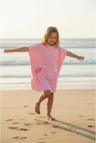 Miniatura 2 de Toalla de playa absorbente con capucha para niños y niñas, toalla de baño de microfibra con broches laterales (unicornio, 4-5)