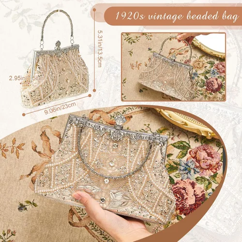 Miniatura 2 de Bolsos de noche vintage con cuentas de los años 20, bolso de mano para mujer, accesorios de fiesta de boda formal de los años 20
