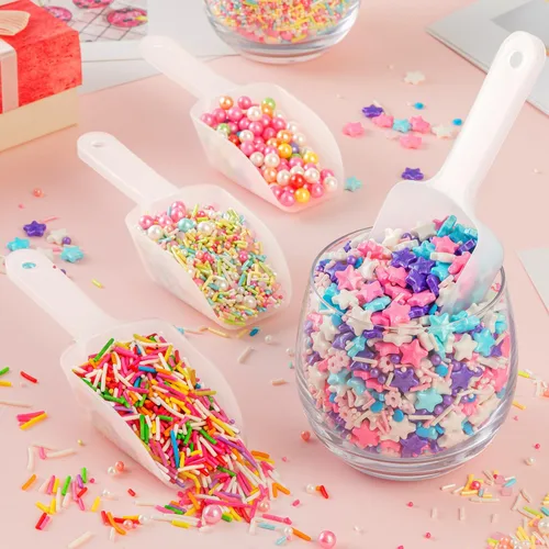 Miniatura 2 de 18 cucharas de plástico transparente para congelador, cucharas de servir de acrílico duraderas para recipientes de cocina, bufé de dulces, café