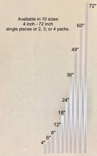 Bisagra de piano resistente de 3/16 pulgadas (0.177 in) o 1/8 pulgadas (0.118 in) 72 pulgadas, paquete de 4 bisagras de plástico PVC duradero, Se