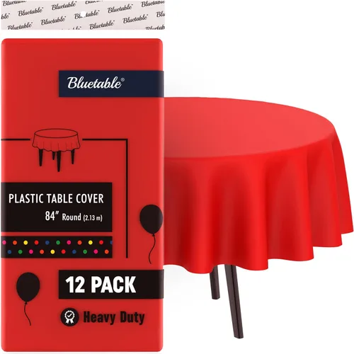 Miniatura 7 de Bluetable Mantel de plástico desechable rectangular negro (paquete de 12) a granel, mantel ultra resistente (54 x 108 pulgadas), mesas de 6 pies u 8