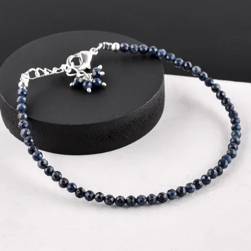 Miniatura 71 de Natural Gemstone Micro Round Beads Dainty Choker Bangle Bracelet, Handmade Jewelry for Women, Healing Chakra Crystals Silver Plated Chain 8 inch