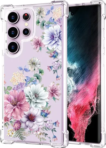 Miniatura 85 de Hungo Funda compatible con Samsung Galaxy S23 con diseño floral y bonito diseño transparente, femenino para mujeres y niñas, con hermoso clavel