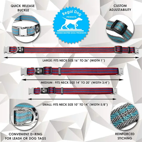 Miniatura 2 de Regal Dog Products Collar mediano para mascotas con hebilla grabada personalizada, collares de sarga duraderos para perros pequeños, collares