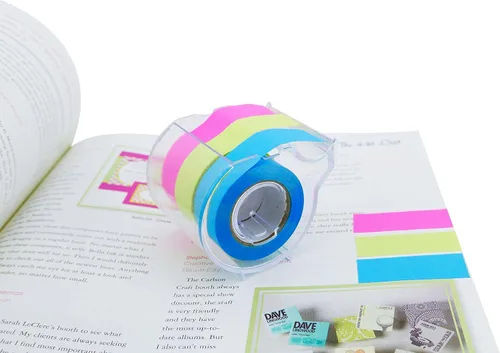 Miniatura 12 de Rollo de notas adhesivas 4A, 2 rollos adhesivos completos con dispensador y 2 rollos de recambio, 0.4 x 315 pulgadas, 5 colores brillantes, cinta 2