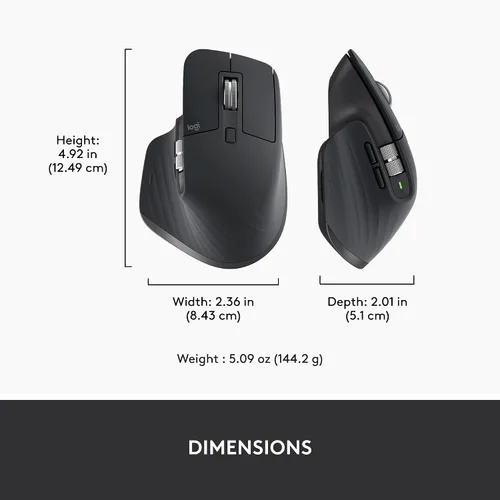 Miniatura 18 de Logitech MX Master 3S Ratón Inalámbrico Edición Estándar con Receptor USB Logi Bolt, Desplazamiento Ultrarrápido, Ergo, 8K DPI, Seguimiento