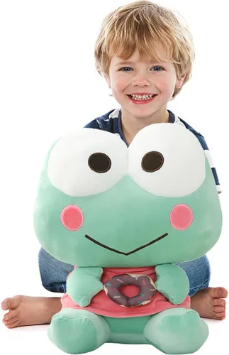 ELAINREN Rana de peluche con rosquilla, ultra suave, juguete de peluche de rana verde Kawaii, muñeca de peluche de rana Fernando, regalo de 13.8