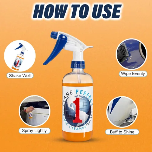 Miniatura 5 de Plane Perfect 1 revestimiento de cerámica SiO2 de grado aeronáutico – Spray detallador rápido de alto brillo – Sin agua, protección hidrofóbica