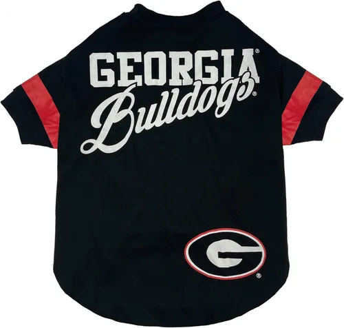 NCAA Georgia Bulldogs - Camiseta para perros y gatos, talla L. Camiseta de fútbol y baloncesto para perros para fanáticos del equipo universitario