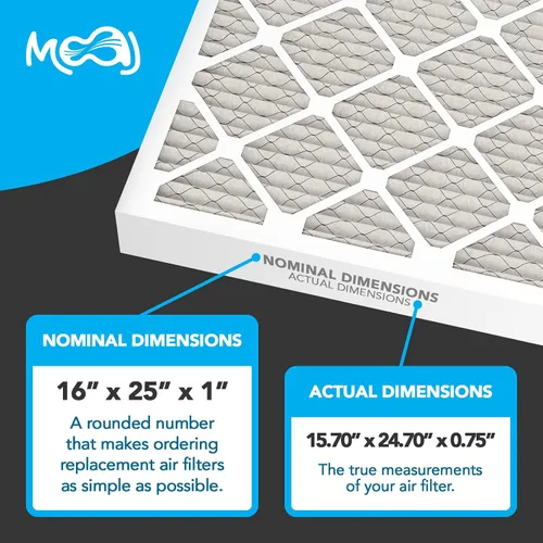 Miniatura 2 de Filtro de aire de 16 x 25 x 1 (paquete de 4) MERV 8 MOAJ Elite Dust Defense Con base en Estados Unidos Filtros de aire de repuesto plisados
