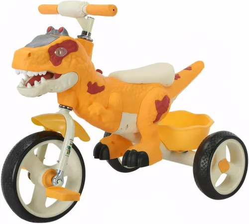 Miniatura 7 de Triciclo de dinosaurio para niños, triciclo para niños pequeños, rueda grande con música, cesta de almacenamiento, bicicleta para niños preescolares