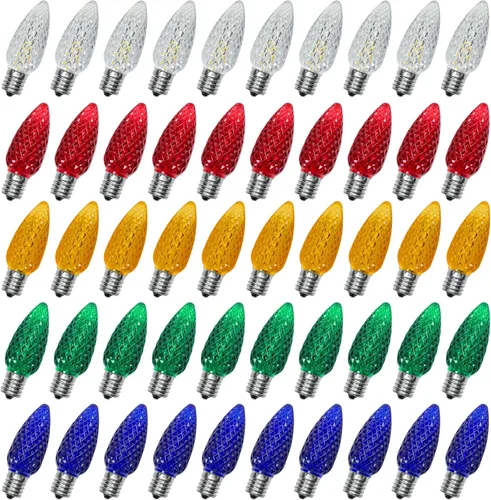 Miniatura 10 de Paquete de 25 bombillas LED C7 de luz nocturna, bombillas LED C7 de repuesto para cadena de luces de Navidad, 0.6 vatios equivalentes a 7 vatios, C7