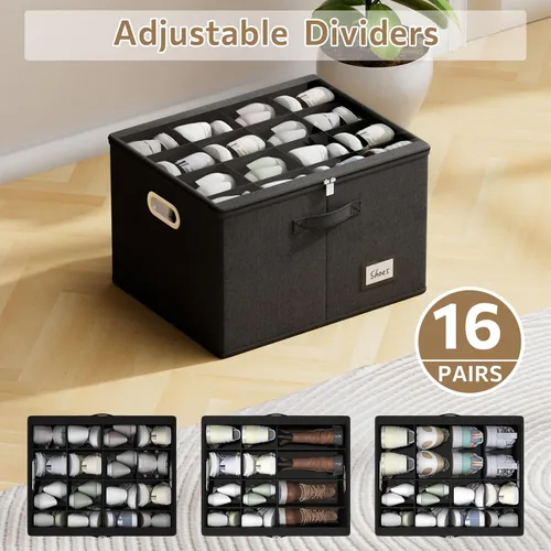 Miniatura 5 de Organizador de zapatos para armario, cajas grandes de almacenamiento con ventana transparente, contenedor de zapatos que ahorra espacio con soporte