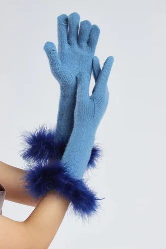 Miniatura 80 de Sahabowi Guantes de cuero para clima frío Manopla de lana cálida de invierno para mujeres