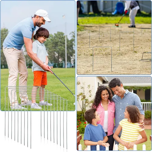 Miniatura 6 de Deekin Juego de 9 cubos de croquet de repuesto para aros de metal de croquet con revestimiento galvanizado y plástico para patio trasero familiar