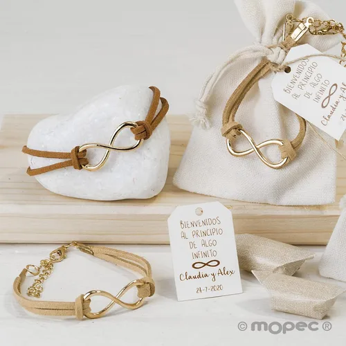 Miniatura 3 de Mopec - Pulseras de piel con símbolo del infinito (4 unidades), color marrón