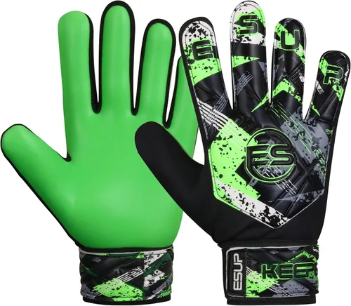 Guantes de portero de fútbol para niños, jóvenes y adultos, guantes de portero de fútbol con doble protección para la muñeca y látex de 0.157 Verde
