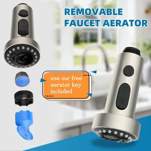Miniatura 5 de Reemplazo universal de cabezal de grifo de cocina con 15 adaptadores compatible con estándar americano/Kohler/Moen/Delta, cabezal rociador de grifo
