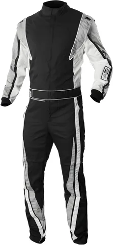 Traje de automovilismo, marca K1 Race Gear, modelo Victory, clasificación 3,2a/1 por SFI, XS, Negro/Blanco/Gris