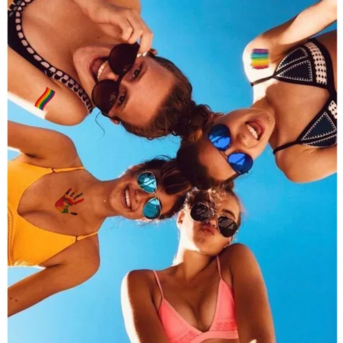 Miniatura 2 de 40 hojas de tatuajes temporales de arco iris, tatuajes del orgullo de mariposa/flor/corazón/arco iris para festivales del orgullo (arco iris 1)