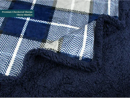 Miniatura 3 de PAVILIA Premium Manta de cama de vellón sherpa a cuadros tamaño individual, súper suave, acogedora, afelpada, microfibra ligera, reversible