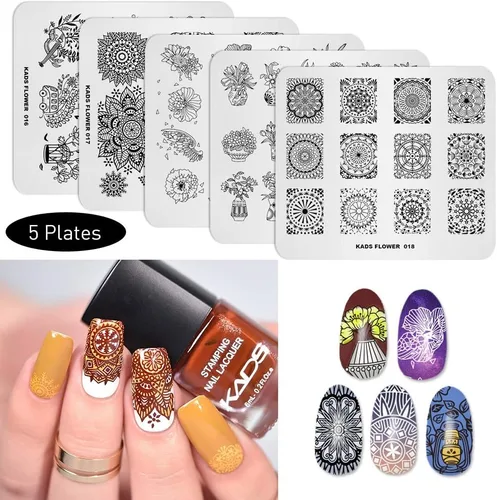 Miniatura 16 de KADS Juego de 21 platos para sellos de uñas, 20 platos, copos de nieve de Navidad, lindos animales + 1 bolsa de almacenamiento de sinfonía láser