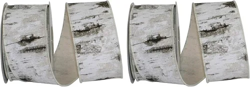 Miniatura 3 de Reliant Ribbon Birch Tree Bark Forest - Cinta con borde con cable, 1-1/2 pulgadas x 10 yardas, color blanco