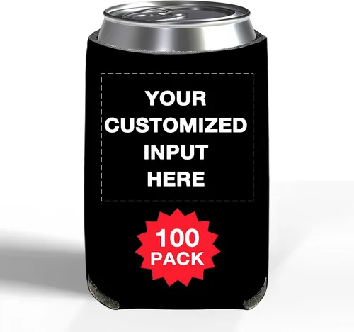 Miniatura 8 de Enfriadores de cerveza personalizados con manga de lata, 20 unidades, enfriador de latas personalizado con logotipo de foto para bodas, pesca, Negro