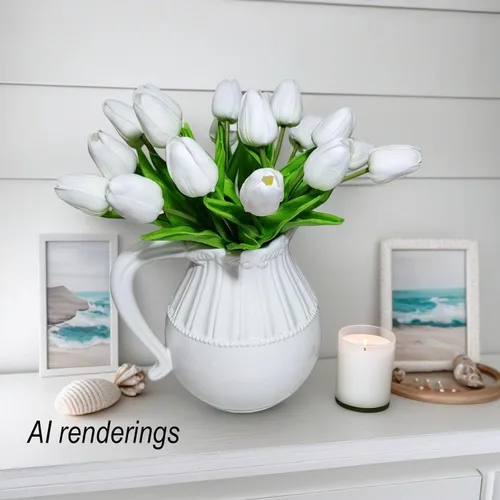 Miniatura 5 de Tulipanes artificiales, 10 cabezas, mini flores artificiales de tacto real, tulipán falso para decoración del hogar, boda, fiesta, ramo de flores