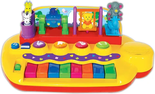 Miniatura 8 de Kiddieland Cubo de actividad de luz y sonido para niños pequeños – teclas de piano musical, clasificador de formas de animales, 6 lados de juego