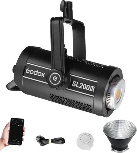 Miniatura 11 de Godox Luz de video LED SL100D, 100W 5600K 32100Lux @1M CRI 96+TLCI 97+ Bowens Mount COB LED luz continua, 8 efectos FX 0-100% brillo luz de estudio