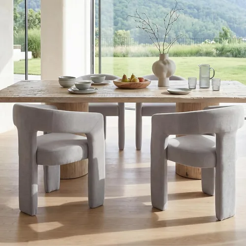 Miniatura 39 de Modern Barrel - Silla de comedor tapizada con brazos, cómoda silla auxiliar de terciopelo para sala de estar, oficina en casa, recepción