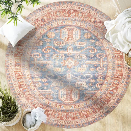 Miniatura 48 de GLN Rugs Bohemian Collection - Alfombra de felpilla lavable a máquina, bohemio vintage, antideslizante, alfombra de felpilla de pelo bajo, alfombra