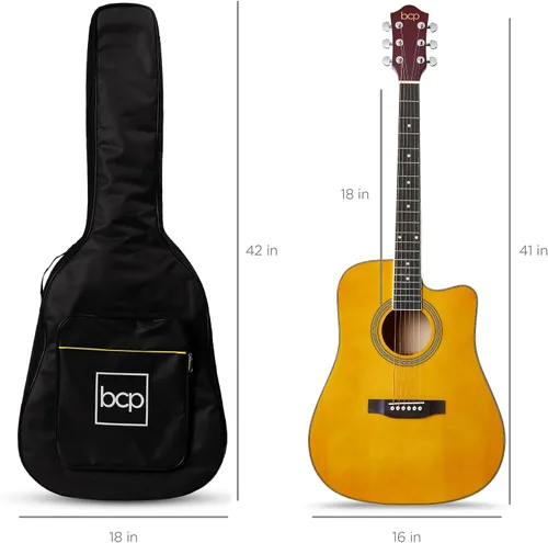 Miniatura 8 de Best Choice Products Guitarra Acústica para Principiantes de 41 Pulgadas, Tamaño Completo, Toda de Madera con Cutaway, Juego de Inicio con Funda